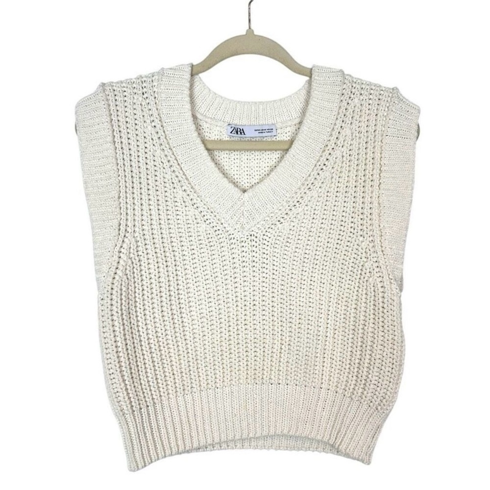 Zara Cream Knit Sweater Vest